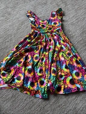 Girls' Multicolor Floral Rainbow Casual Dress
